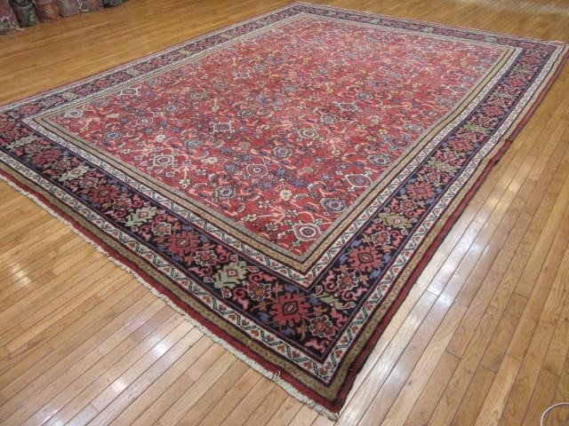 11′ x 14′ Red Fine Hand-Knotted Persian Mahal Rug – Allover Wool