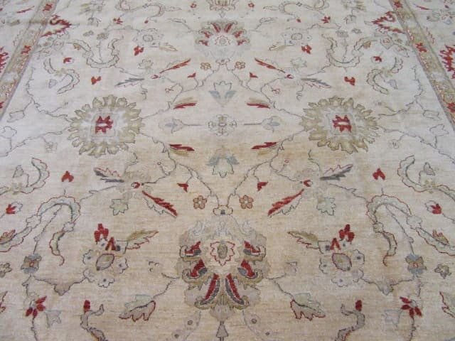 12′ x 16′ Beige Fine Hand-Knotted Pakistani Sultanabad Rug – Traditional Wool