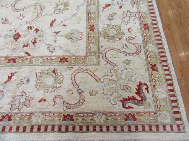 12′ x 16′ Beige Fine Hand-Knotted Pakistani Sultanabad Rug – Traditional Wool