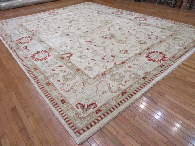 12′ x 16′ Beige Fine Hand-Knotted Pakistani Sultanabad Rug – Traditional Wool