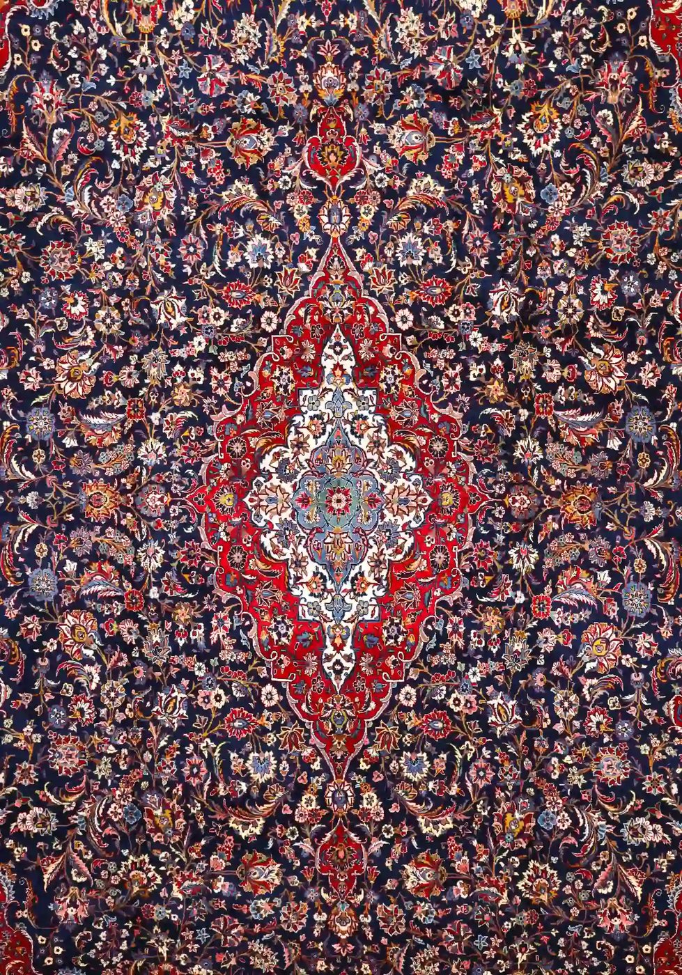 12′ x 18′ Red Fine Hand-Knotted Persian Kashan Rug – Traditional Wool