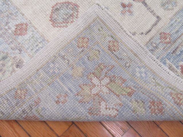 5′ x 12′ Pale Blue Fine Hand-Knotted Turkish Oushak Rug – Transitional Wool