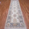 4′ x 13′ Pale Blue Fine Hand-Knotted Turkish Oushak Runner – Transitional Wool