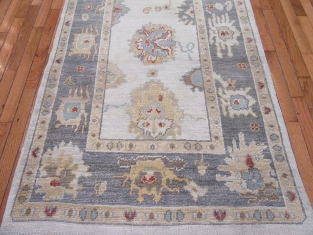 4′ x 13′ Pale Blue Fine Hand-Knotted Turkish Oushak Runner – Transitional Wool
