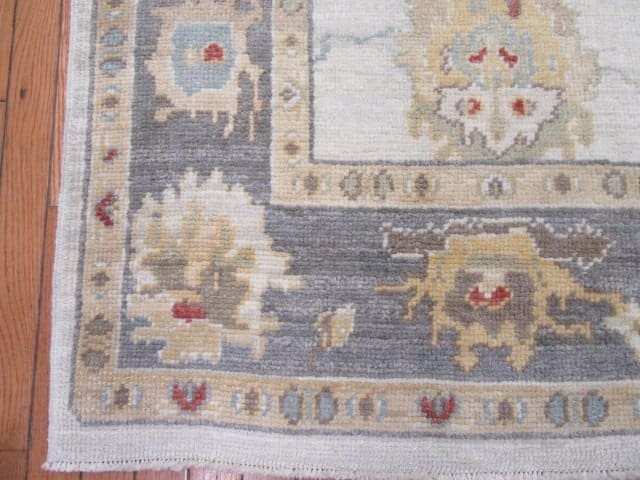 4′ x 13′ Pale Blue Fine Hand-Knotted Turkish Oushak Runner – Transitional Wool