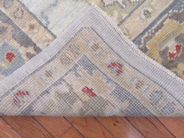 4′ x 13′ Pale Blue Fine Hand-Knotted Turkish Oushak Runner – Transitional Wool