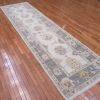 4′ x 13′ Pale Blue Fine Hand-Knotted Turkish Oushak Runner – Transitional Wool