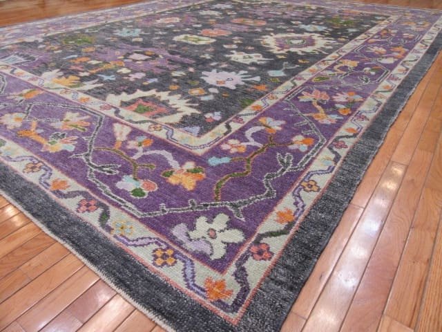 10′ x 13′ Dark Grey Fine Hand-Knotted Turkish Oushak Rug – Transitional Wool - 2 10′ x 13′ Dark Grey Fine Hand-Knotted Turkish Oushak Rug – Transitional Wool