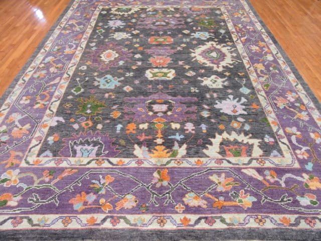 10′ x 13′ Dark Grey Fine Hand-Knotted Turkish Oushak Rug – Transitional Wool - 3 10′ x 13′ Dark Grey Fine Hand-Knotted Turkish Oushak Rug – Transitional Wool