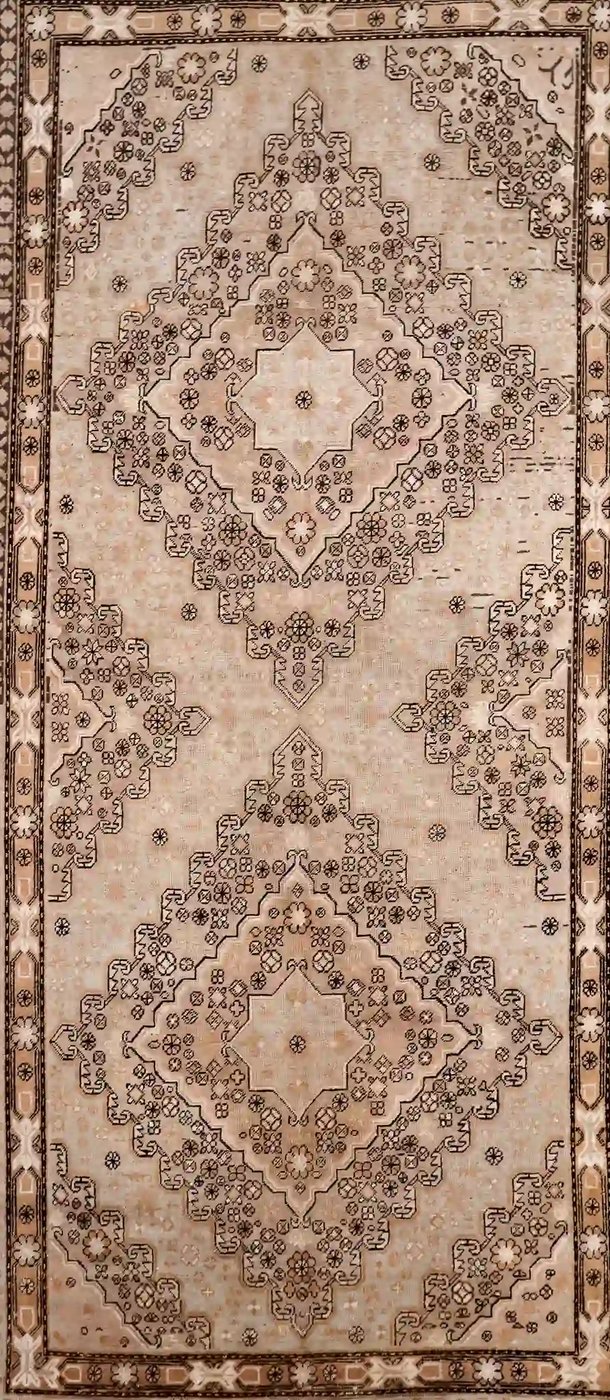 6′ x 13′ Beige Fine Hand-Knotted Central Asian Khotan Rug – Vintage Tribal Wool