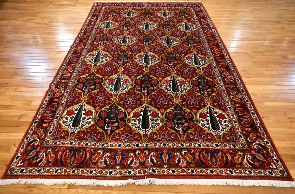 7′ x 10′ Red Fine Hand-Knotted Persian Bakhtiari Rug – Traditional Wool