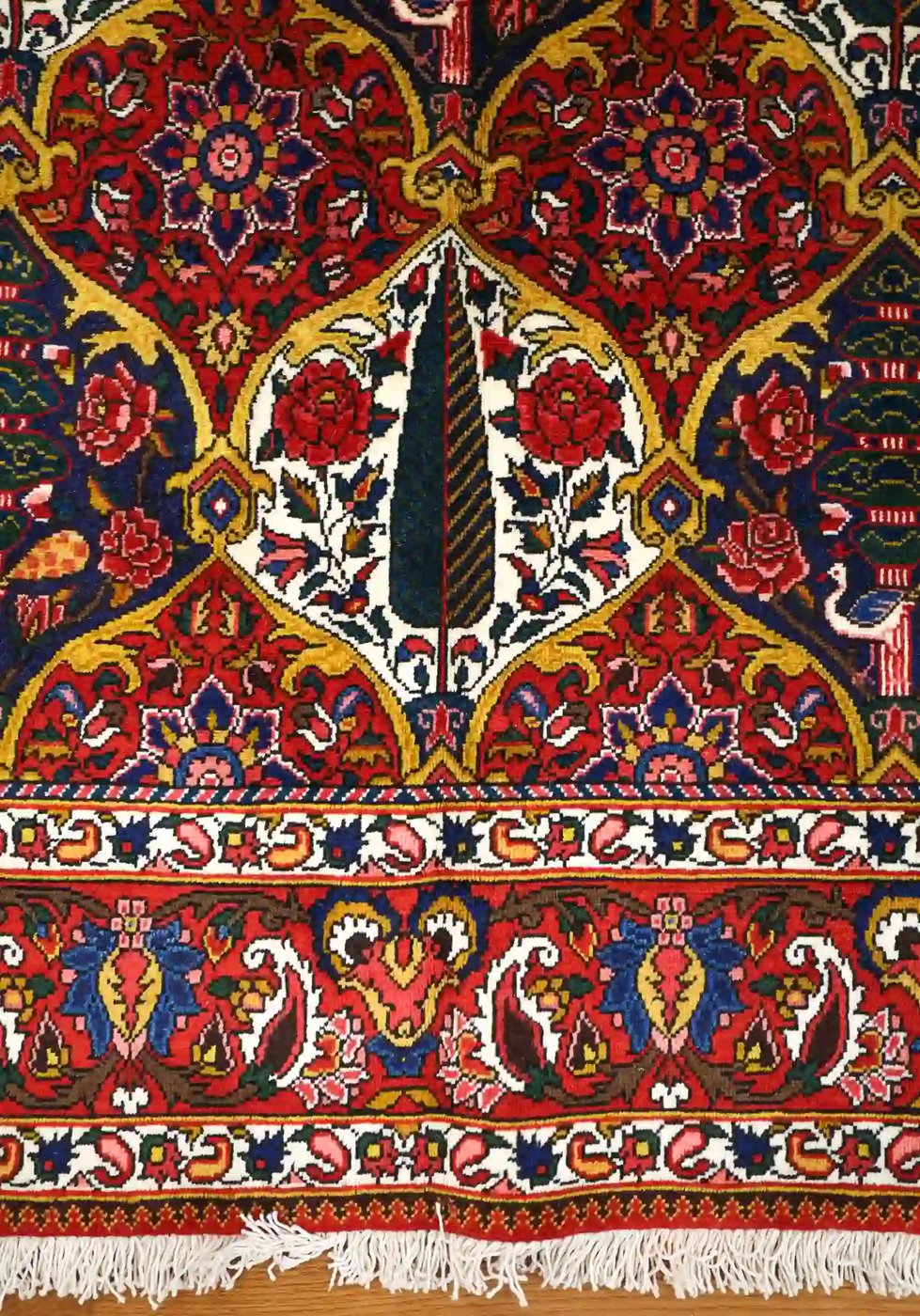 7′ x 10′ Red Fine Hand-Knotted Persian Bakhtiari Rug – Traditional Wool