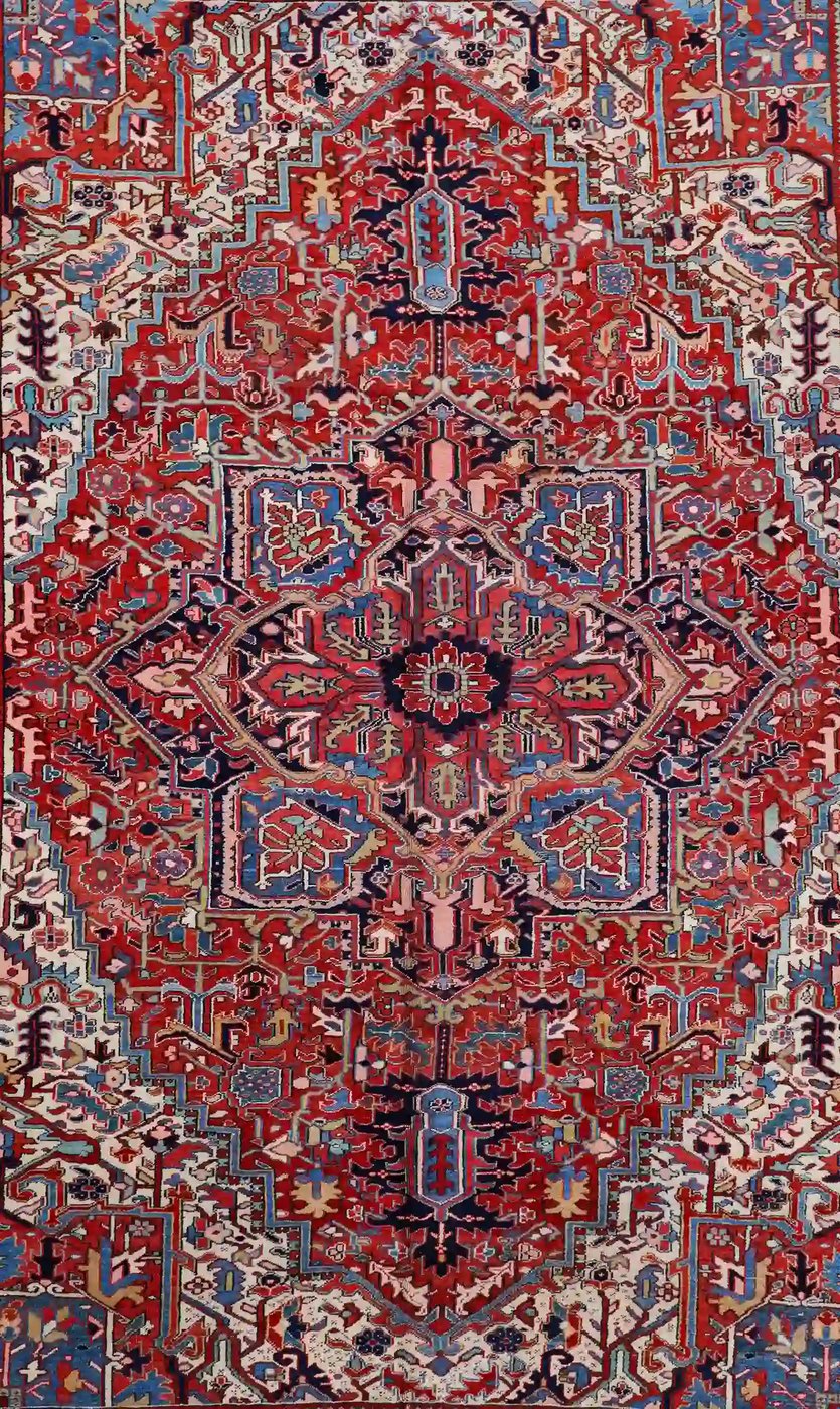 10′ x 13′ Red Fine Hand-Knotted Persian Heriz Rug – Traditional Wool - 2 10′ x 13′ Red Fine Hand-Knotted Persian Heriz Rug – Traditional Wool