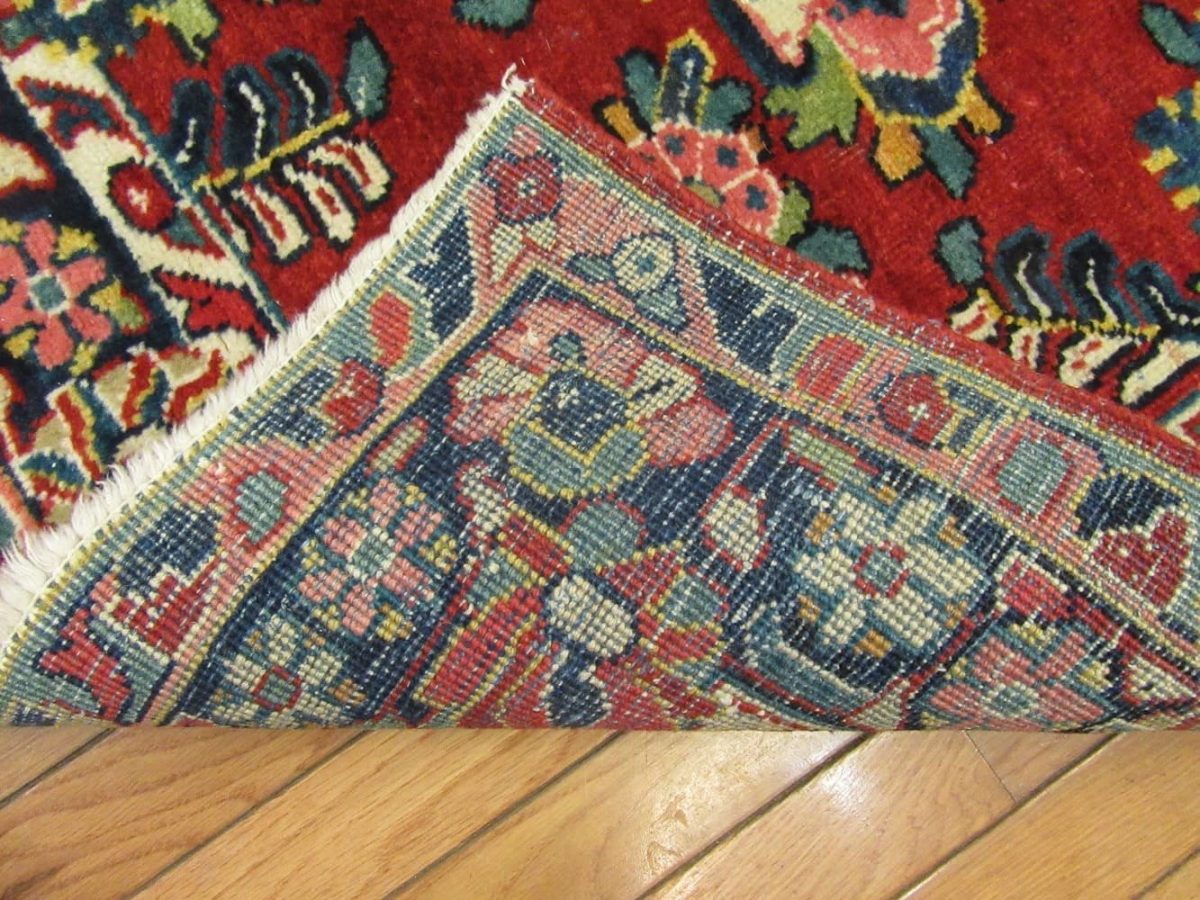 4′ x 7′ Red Fine Hand-Knotted Persian Vintage Sarouk Rug – Traditional Wool