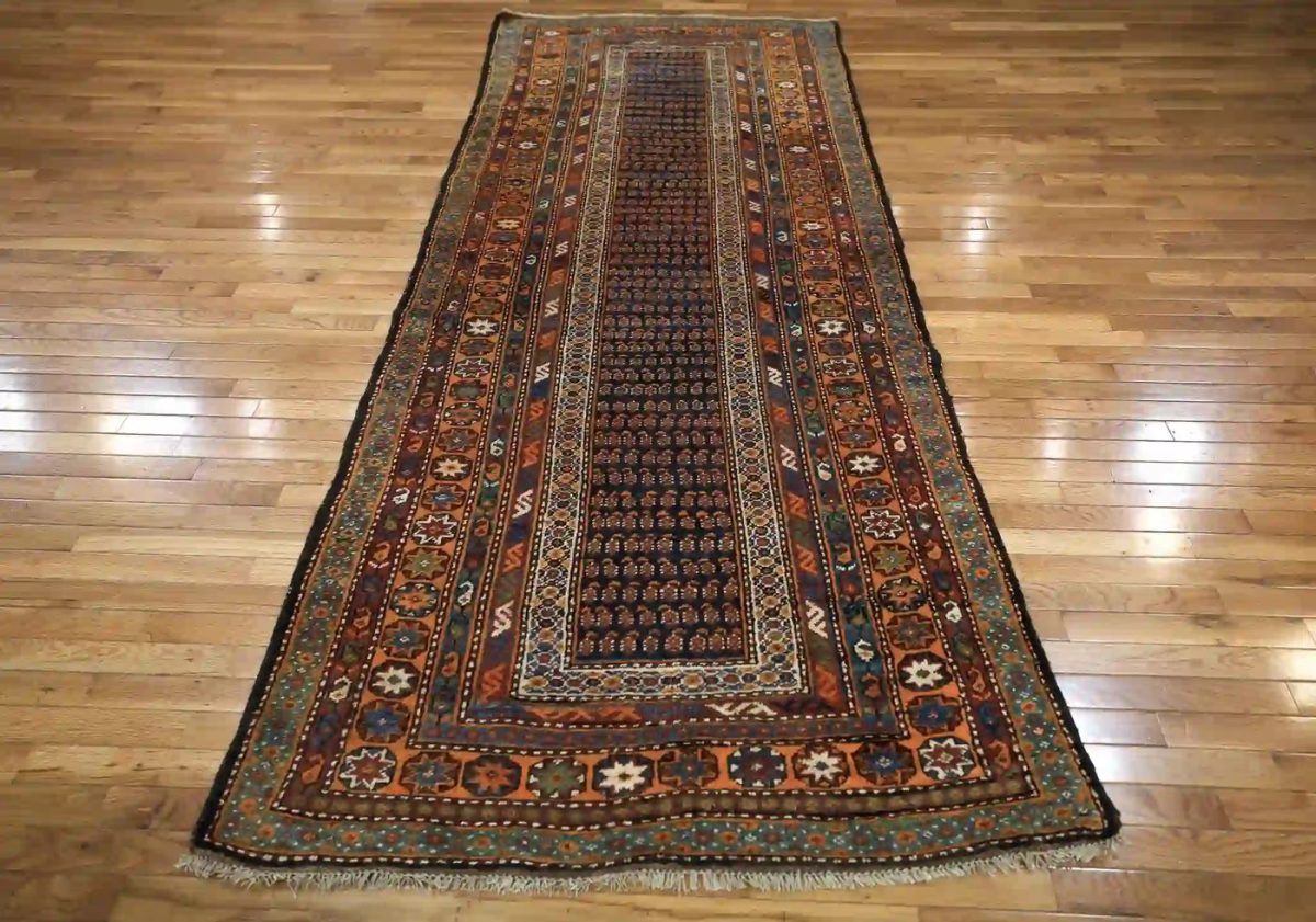 4′ x 10′ Orange Fine Hand-Knotted Persian Kurdish Rug – Tribal Runner Wool