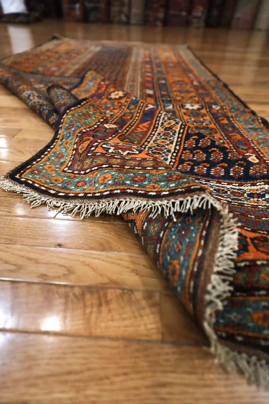 4′ x 10′ Orange Fine Hand-Knotted Persian Kurdish Rug – Tribal Runner Wool