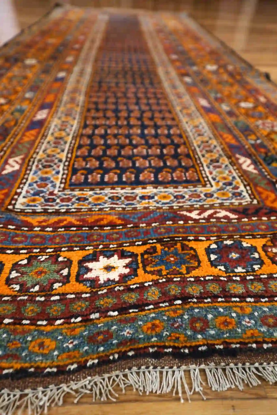 4′ x 10′ Orange Fine Hand-Knotted Persian Kurdish Rug – Tribal Runner Wool