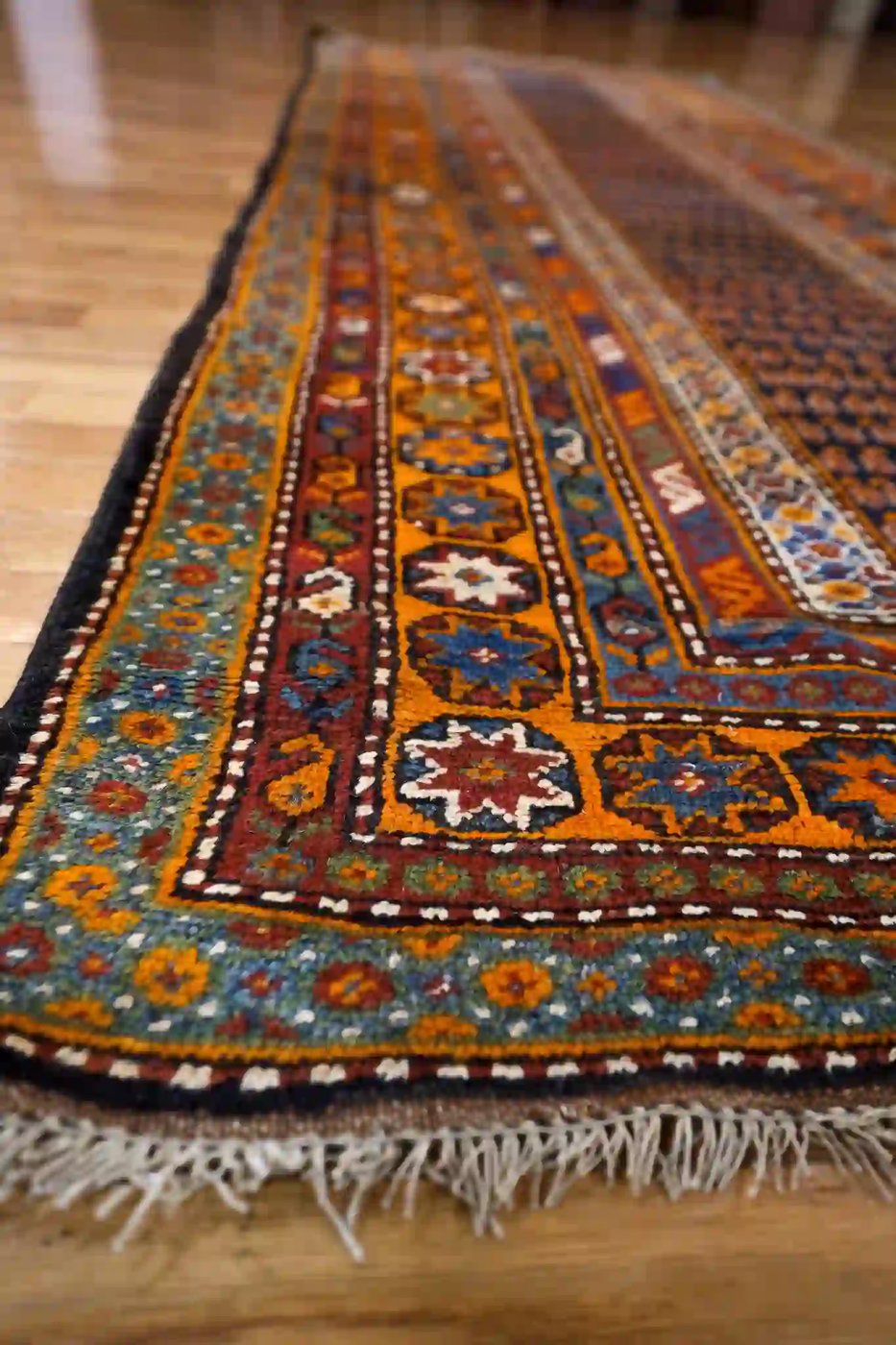 4′ x 10′ Orange Fine Hand-Knotted Persian Kurdish Rug – Tribal Runner Wool