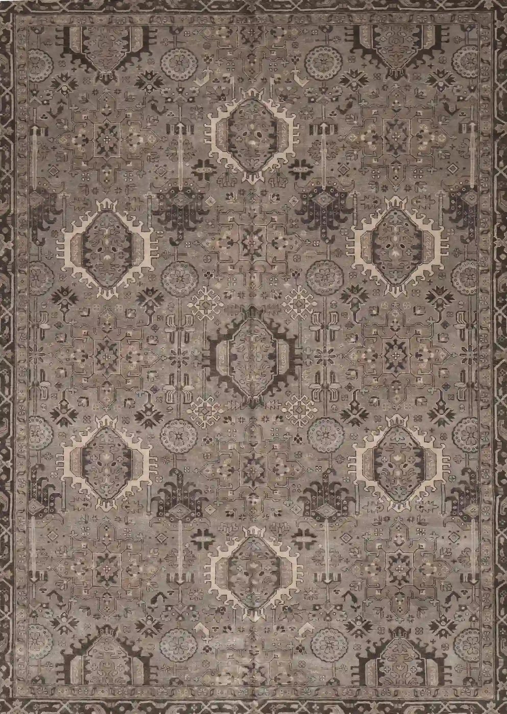9′ x 12′ Gray Fine Hand-Knotted Indian Karajeh Rug – Traditional Wool - 4 9′ x 12′ Gray Fine Hand-Knotted Indian Karajeh Rug – Traditional Wool