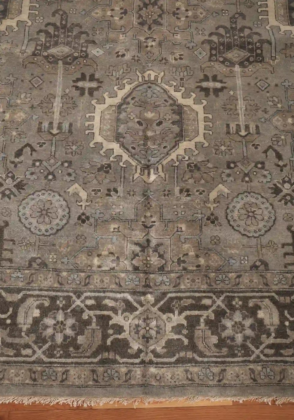 9′ x 12′ Gray Fine Hand-Knotted Indian Karajeh Rug – Traditional Wool - 5 9′ x 12′ Gray Fine Hand-Knotted Indian Karajeh Rug – Traditional Wool
