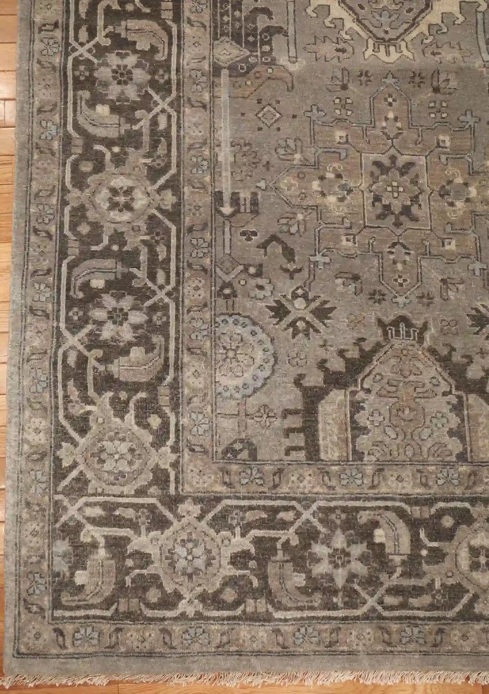 9′ x 12′ Gray Fine Hand-Knotted Indian Karajeh Rug – Traditional Wool - 6 9′ x 12′ Gray Fine Hand-Knotted Indian Karajeh Rug – Traditional Wool