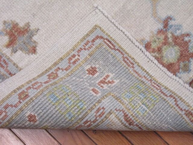 3′ x 13′ Ivory Fine Hand-Knotted Turkish Oushak Rug – Transitional Wool