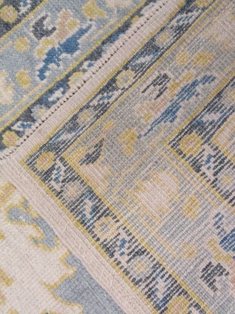 3′ x 8′ Light Blue Fine Hand-Knotted Turkish Oushak Runner Rug – Transitional Wool