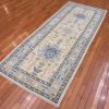 3′ x 8′ Light Blue Fine Hand-Knotted Turkish Oushak Runner Rug – Transitional Wool