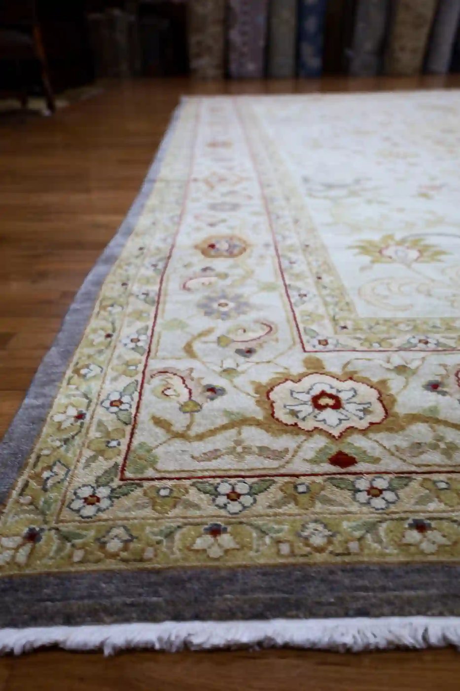 12′ x 15′ Beige Fine Hand-Knotted Turkish Farahan Design Rug – Traditional Wool