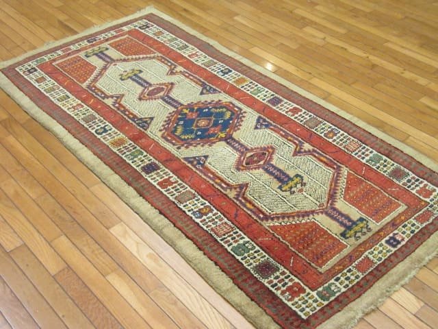 3′ x 7′ Red Fine Hand-Knotted Persian Vintage Sarab Runner Rug – Traditional Wool