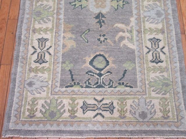 3′ x 17′ Grey Fine Hand-Knotted Turkish Oushak Runner Rug – Transitional Wool