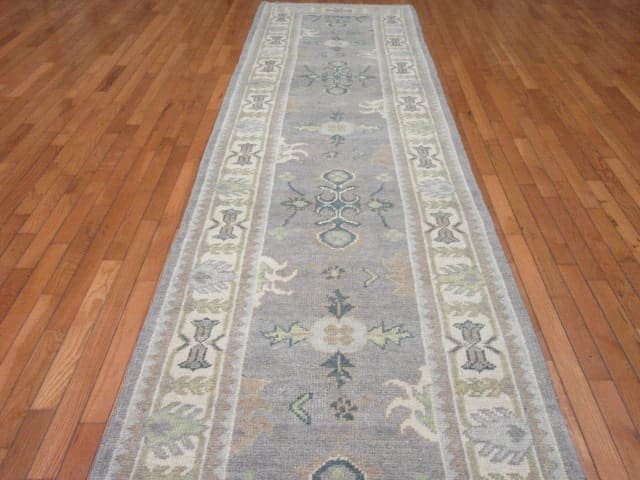 3′ x 17′ Grey Fine Hand-Knotted Turkish Oushak Runner Rug – Transitional Wool
