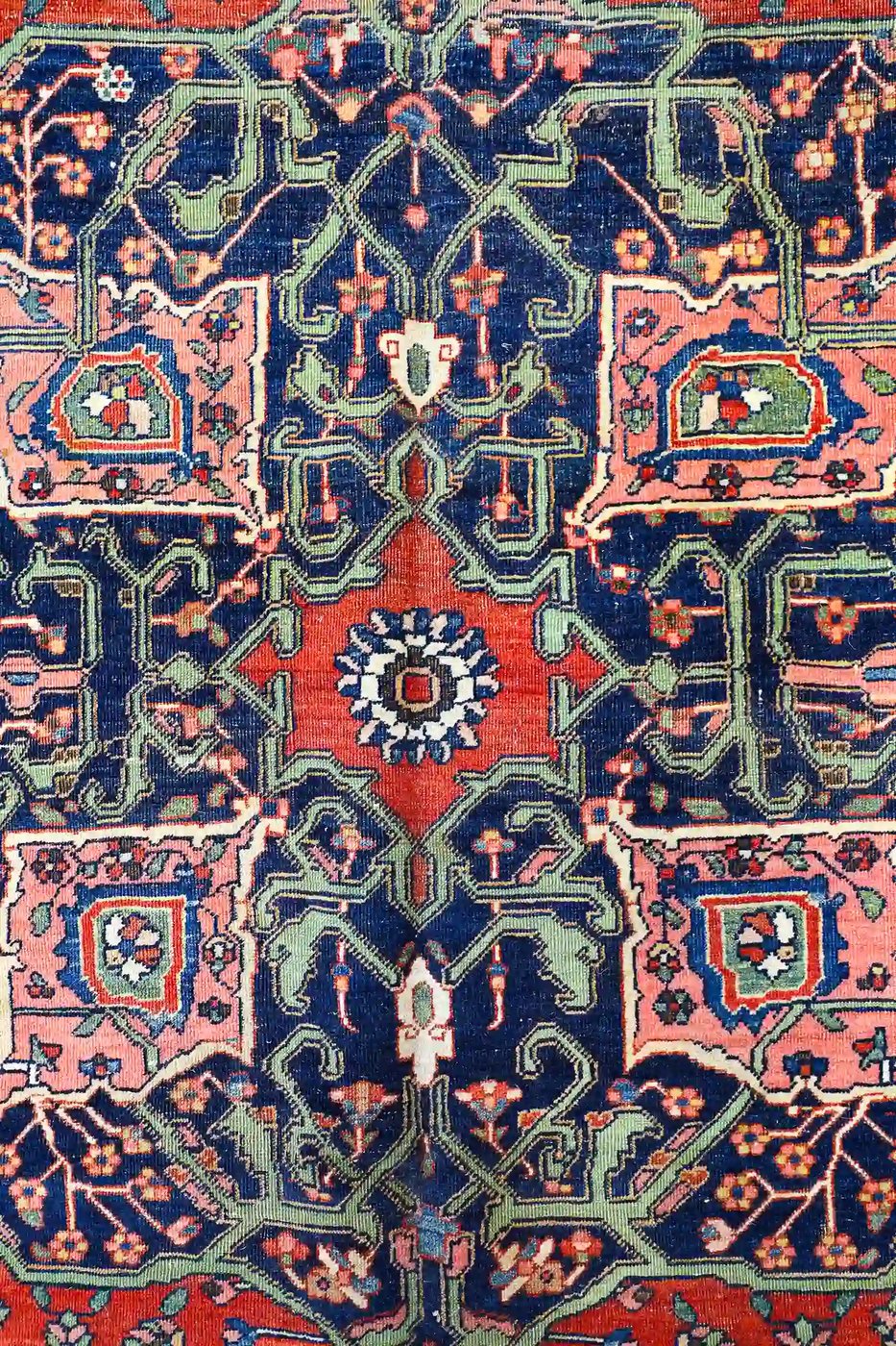 9′ x 14′ Red Fine Hand-Knotted Persian Antique Sarouk Farahan Rug – Traditional Wool