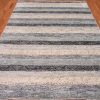 6′ x 9′ Indian Gray Ivory Striped Rug Modern Wool - 1 6′ x 9′ Indian Gray Ivory Striped Rug Modern Wool
