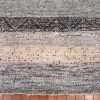 6′ x 9′ Indian Gray Ivory Striped Rug Modern Wool - 2 6′ x 9′ Indian Gray Ivory Striped Rug Modern Wool