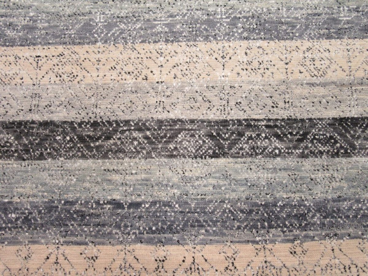 6′ x 9′ Indian Gray Ivory Striped Rug Modern Wool - 4 6′ x 9′ Indian Gray Ivory Striped Rug Modern Wool