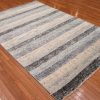 6′ x 9′ Indian Gray Ivory Striped Rug Modern Wool - 5 6′ x 9′ Indian Gray Ivory Striped Rug Modern Wool
