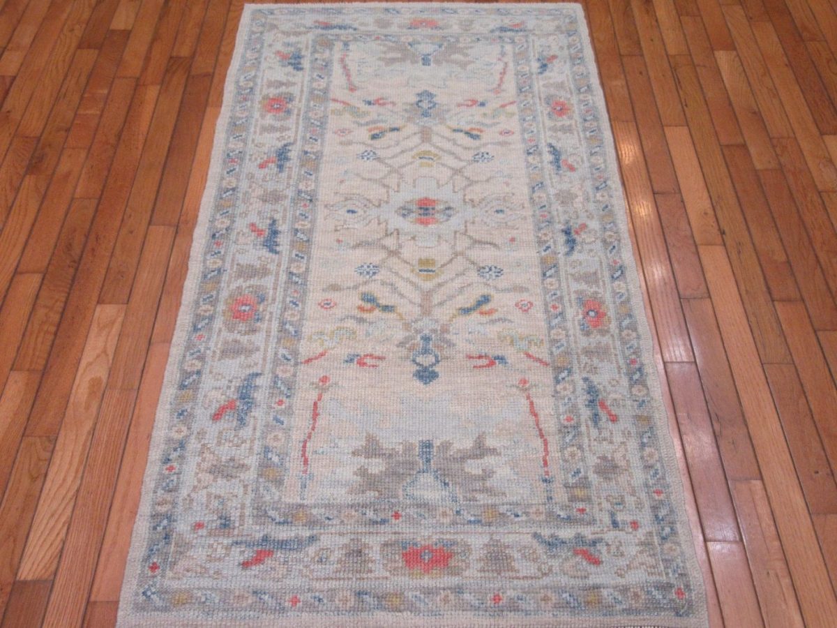 3′ x 6′ Turkish Ivory Blue Transitional Runner Rug