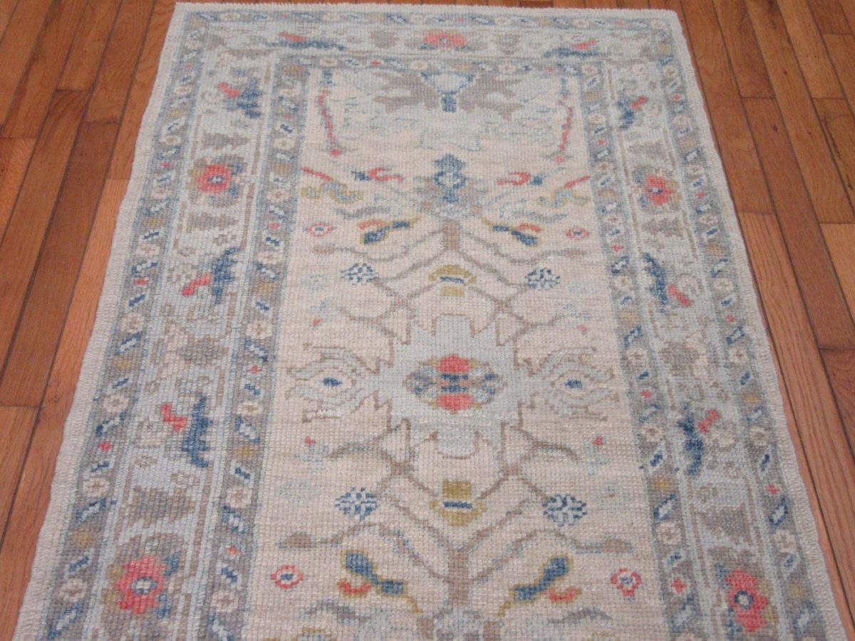 3′ x 6′ Turkish Ivory Blue Transitional Runner Rug