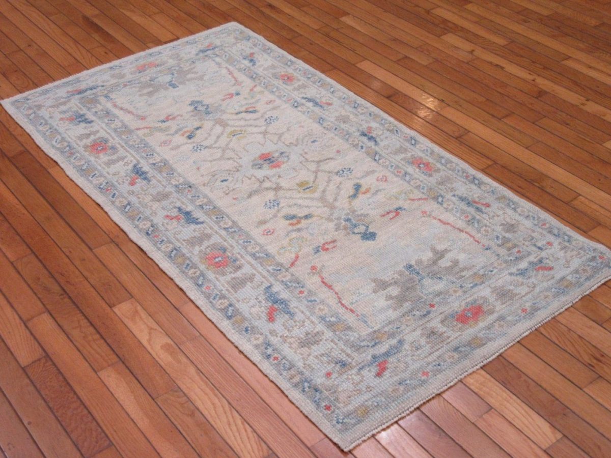 3′ x 6′ Turkish Ivory Blue Transitional Runner Rug
