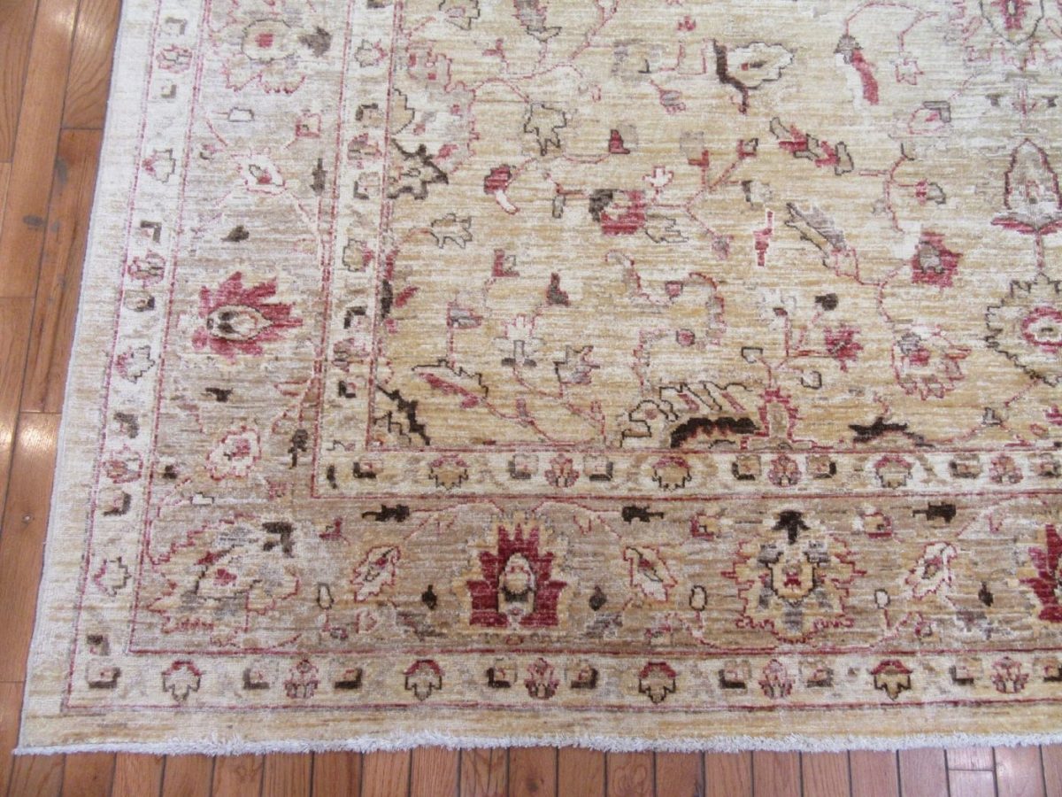 9′ x 11′ Pakistan Beige Sultanabad Rug Traditional Hand Knotted Wool