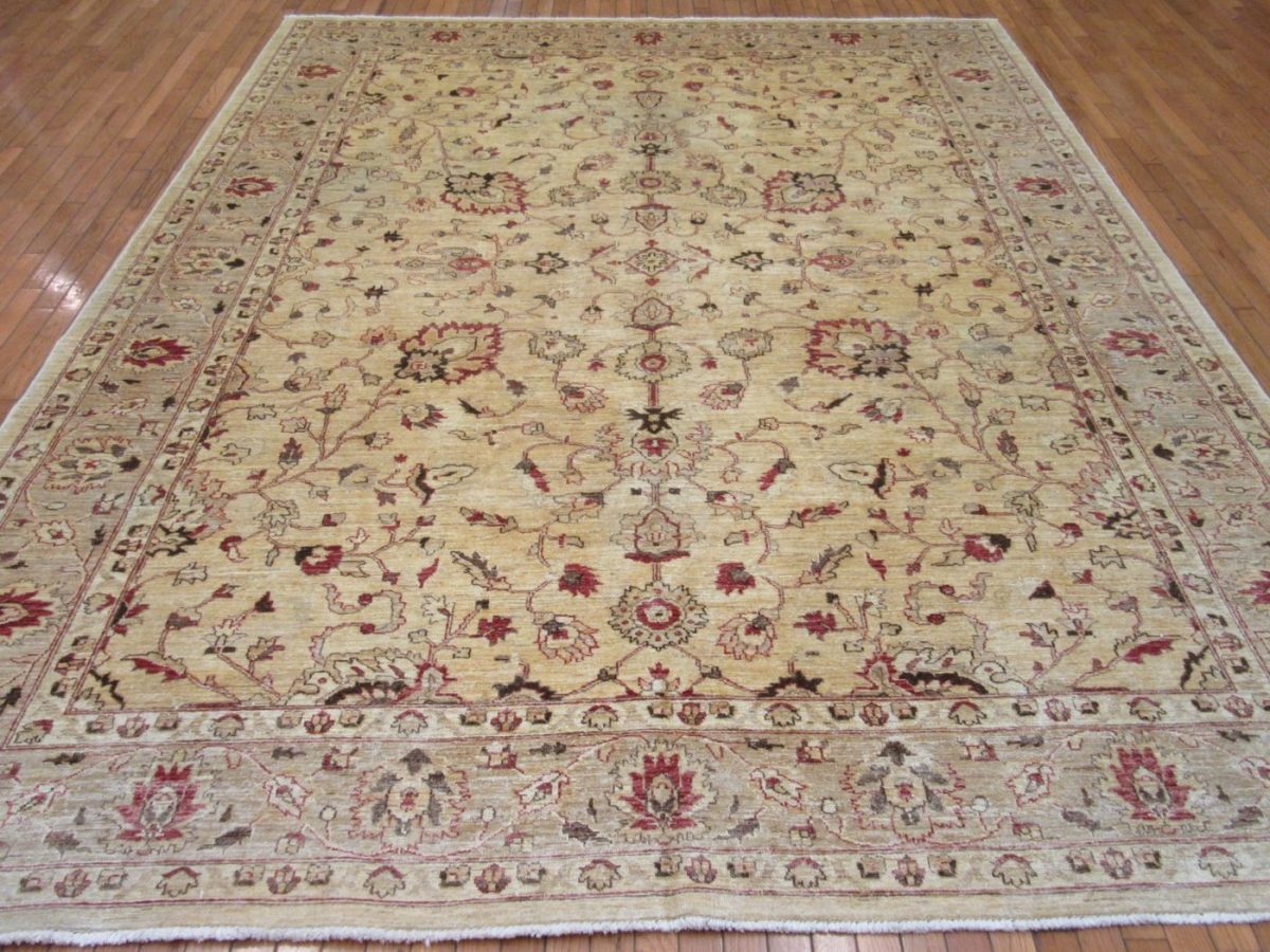9′ x 11′ Pakistan Beige Sultanabad Rug Traditional Hand Knotted Wool