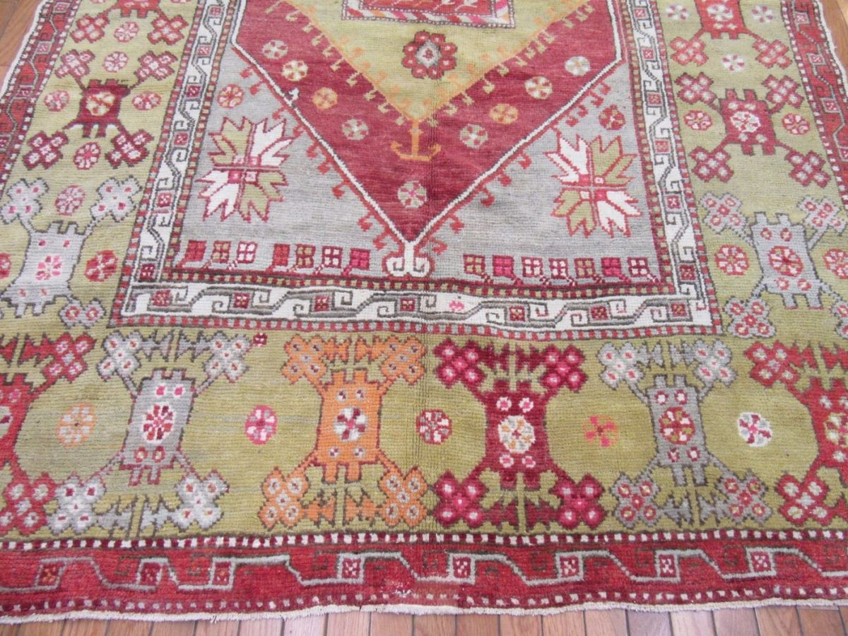 6′ x 9′ Turkey Red Sage Turkish Anatolian Rug Hand Knotted Wool