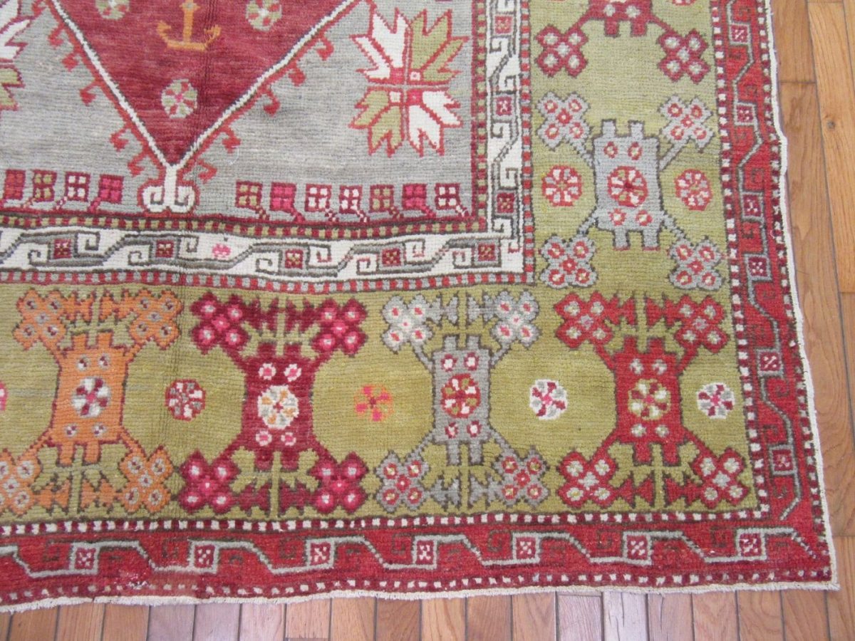 6′ x 9′ Turkey Red Sage Turkish Anatolian Rug Hand Knotted Wool