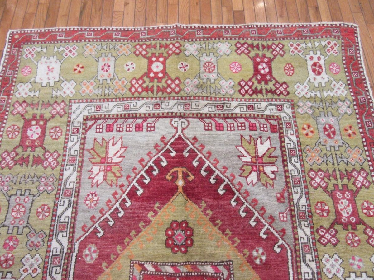 6′ x 9′ Turkey Red Sage Turkish Anatolian Rug Hand Knotted Wool