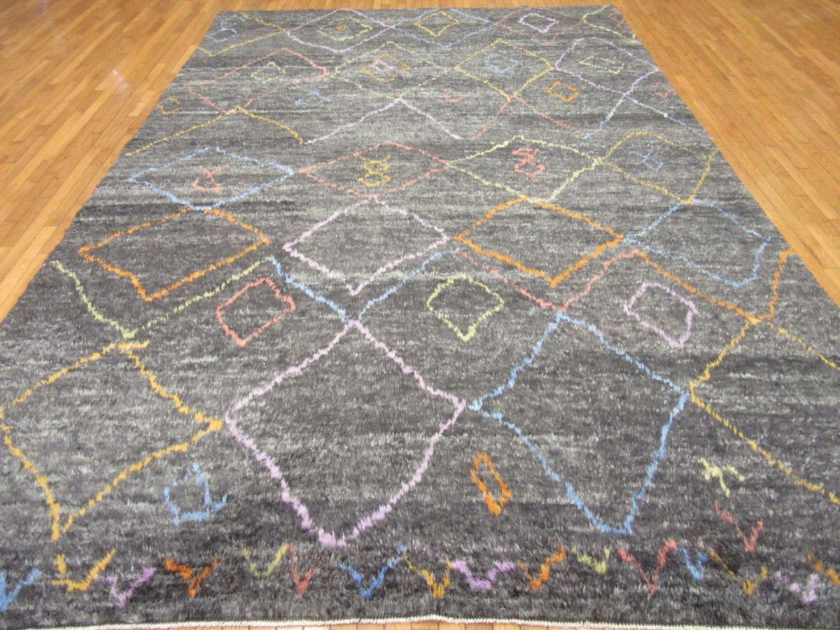 9′ x 14′ Turkey Charcoal Contemporary Rug Modern Hand Knotted Wool
