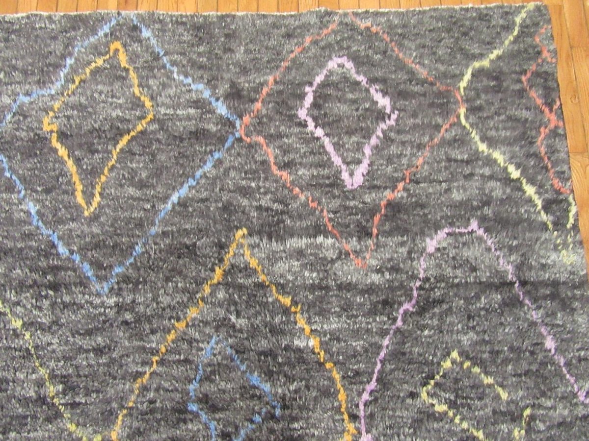 9′ x 14′ Turkey Charcoal Contemporary Rug Modern Hand Knotted Wool