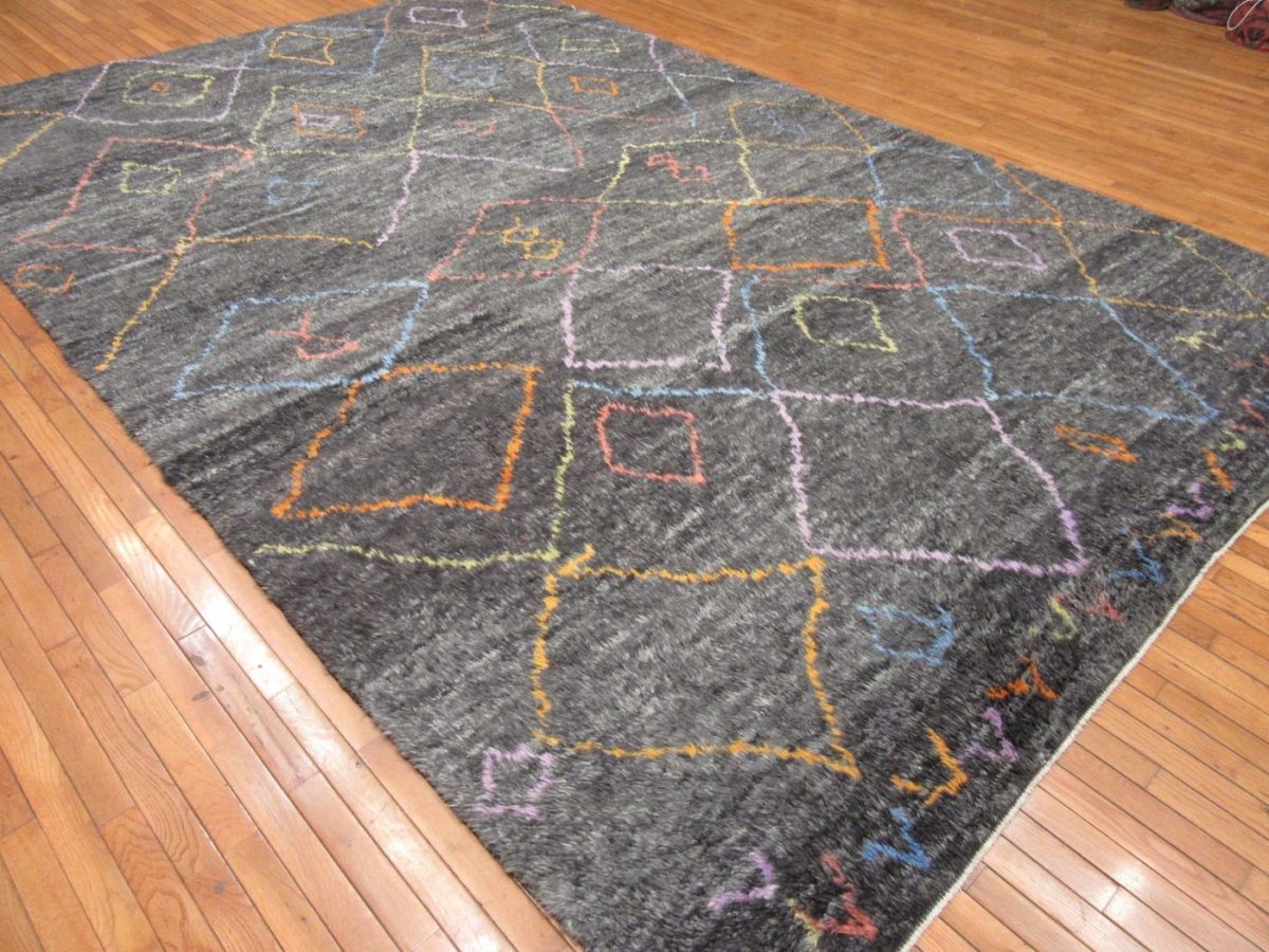 9′ x 14′ Turkey Charcoal Contemporary Rug Modern Hand Knotted Wool