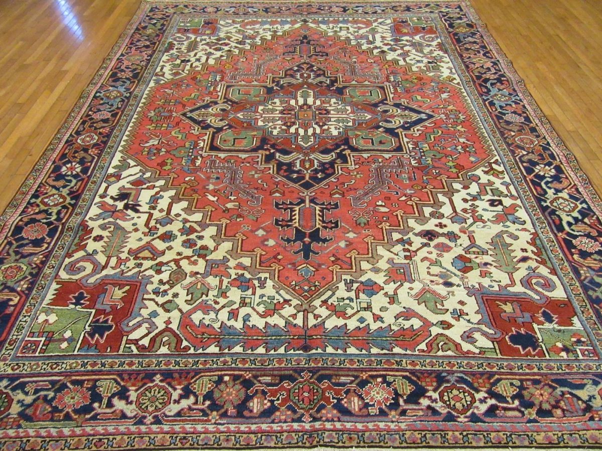 9′ x 12′ Persian Red Heriz Rug Traditional Wool