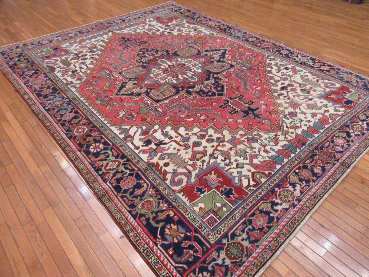 9′ x 12′ Persian Red Heriz Rug Traditional Wool